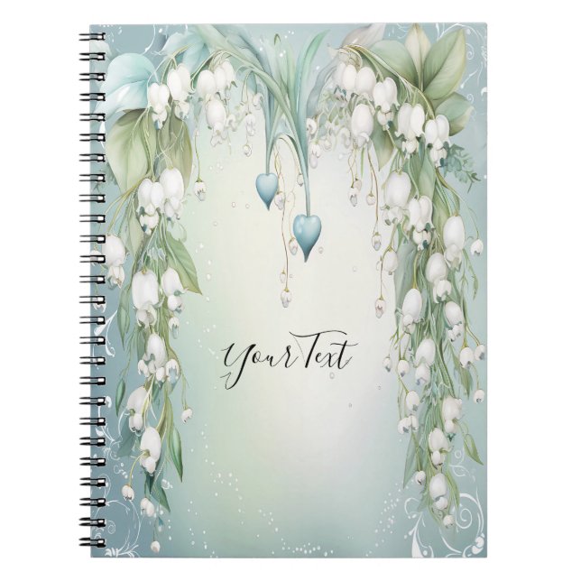 Watercolor Lily i Valley Notebook Anteckningsbok (Framsidan)