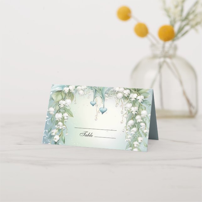 Watercolor Lily of the Valley Place Card Placeringskort (Framsida)