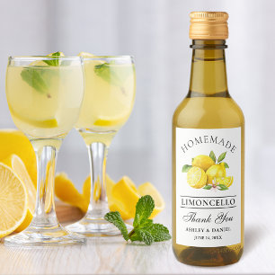 Watercolor Limoncello Tack Mini Flaska-etiketter Vinetikett