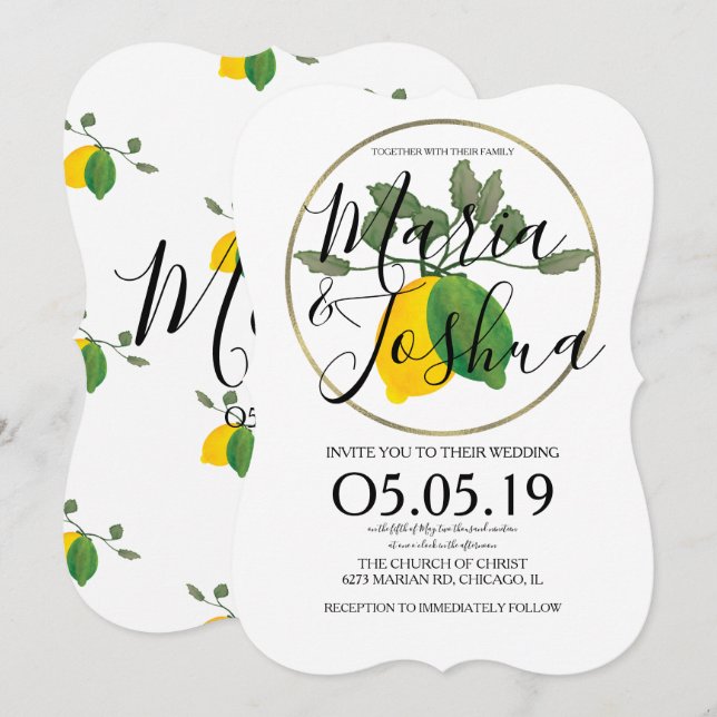 Watercolor Limoncillo Lime Lemon Inbjudningar (Fram/baksida)
