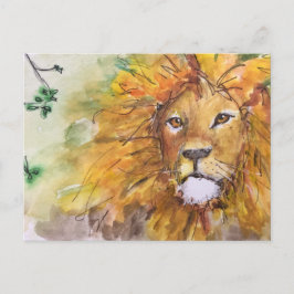 Watercolor Lion Postcard Vykort