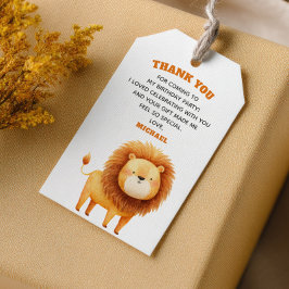 Watercolor Lion Safari 1st Birthday Thank You Presentetikett