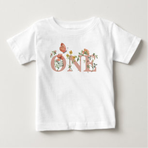 Watercolor Liten Vildblomma 1-årsdag  T Shirt