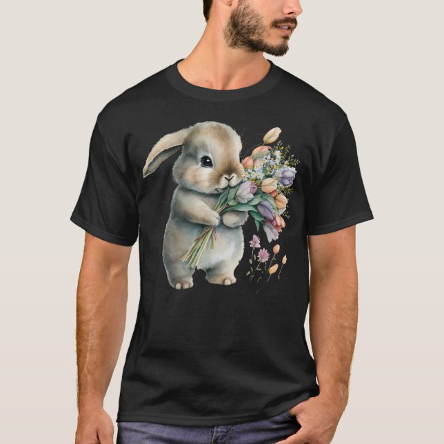 Watercolor Little Bunny Rabbit T Shirt (Framsida)