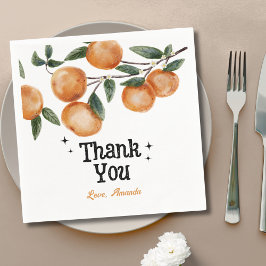 Watercolor Little Cutie Orange Citrus Thank You Pappersservett