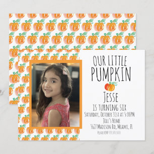 Watercolor Little Halloween Pumpkin Photo Inbjudningar