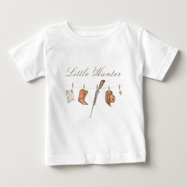 Watercolor Little Hunter Baby Shower T Shirt (Framsida)