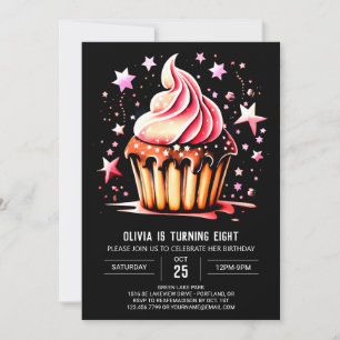 Watercolor Little Muffin Delight Girl Birthday Inbjudningar