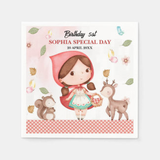  watercolor Little Red Riding Hood birthday napkin Pappersservett
