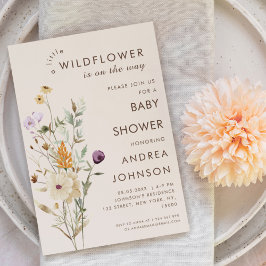 Watercolor Little Wildblomma Botanical Baby Shower Inbjudningar