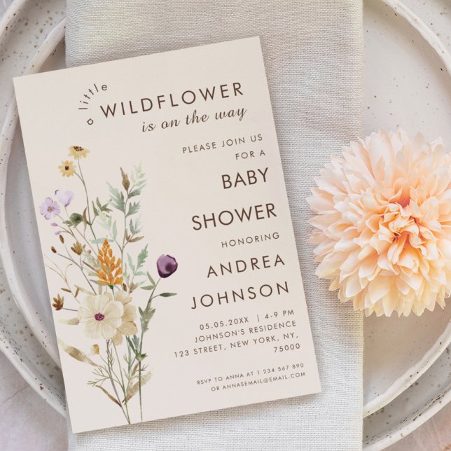 Watercolor Little Wildblomma Botanical Baby Shower Inbjudningar (Skapare uppladdad)