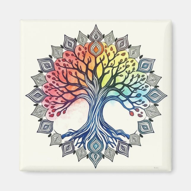 Watercolor Livets träd Magnet (Framsidan)
