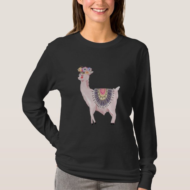 Watercolor Llama Alpaca Boy  Girl  Kids T Shirt (Framsida)