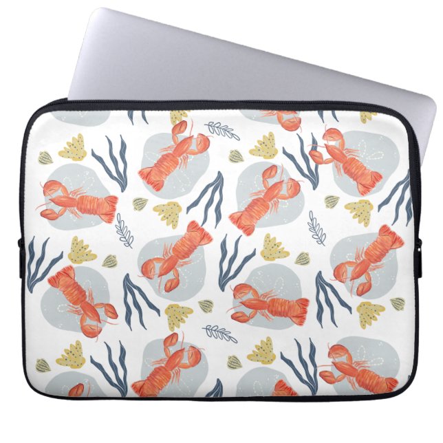 Watercolor Lobster Crustacean Beach Sand Dollars Laptop Fodral (Framsidan)