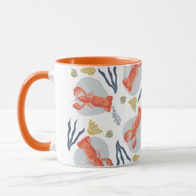 Watercolor Lobster Crustacean Beach Sand Dollars Mugg (Vänster)