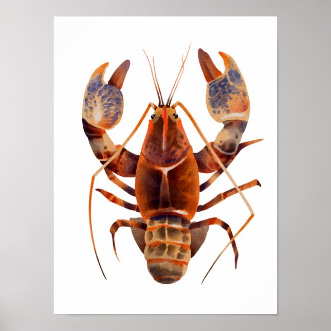 Watercolor Lobster Crustaceancore Poster (Framsidan)