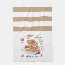 Watercolor logotyp Waffle-restaurangen Business Kökshandduk