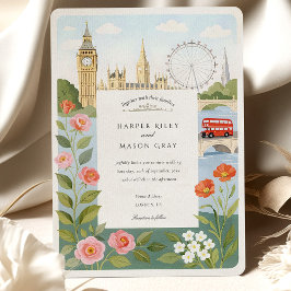 Watercolor London Big Ben Bröllop Inbjudningar