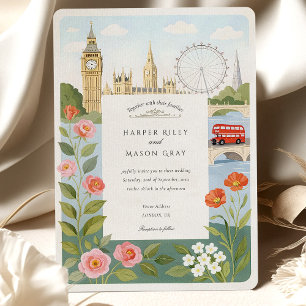 Watercolor London Big Ben Bröllop Inbjudningar