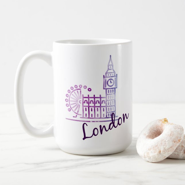 Watercolor London, Big Ben Kaffemugg (Med munk)