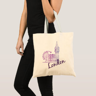 Watercolor London Big Ben Tote Bag - Konstnärlig Tygkasse