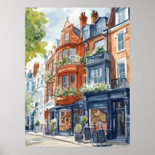Watercolor London: Victorian Townhouse Poster