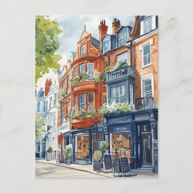 Watercolor London: Victorian Townhouse Vykort (Framsida)