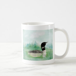 Watercolor Loon Wilderness Sjö Bird Nature Art Kaffemugg