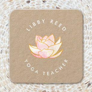 Watercolor lotus blomma Yoga Teacher Fyrkantigt Visitkort