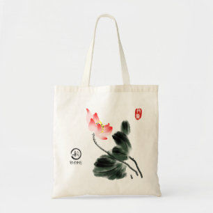 Watercolor Lotus Blommigt Freehand Teckning Tygkasse