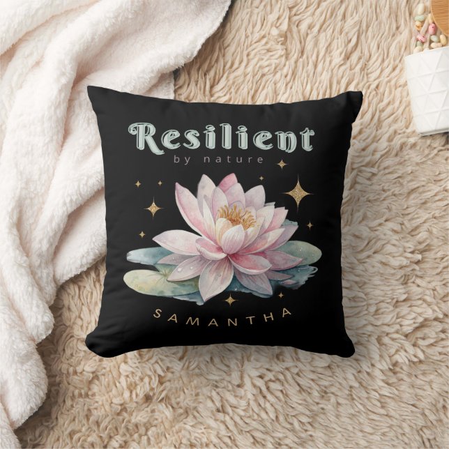 watercolor lotus flower motivational personalized kudde (Filt)