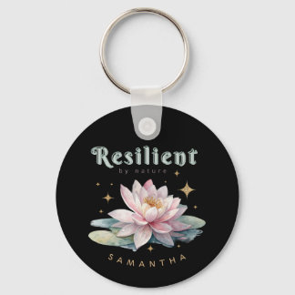 watercolor lotus flower motivational personalized nyckelring