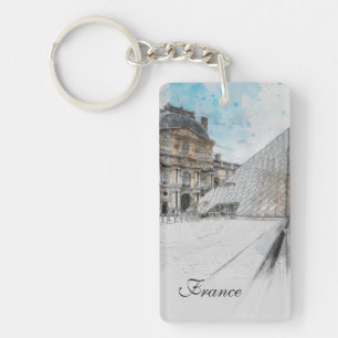Watercolor Louvre Keychain - Paris Travel Souvenir