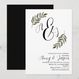 Watercolor Löv Gren Greenery Garden WedWedding Inbjudningar
