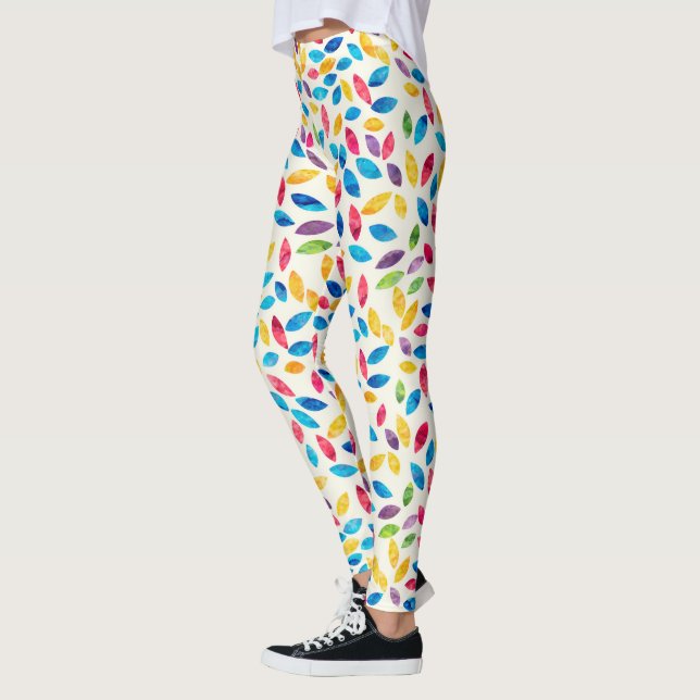 Watercolor Löv Mönster Leggings (Vänster)