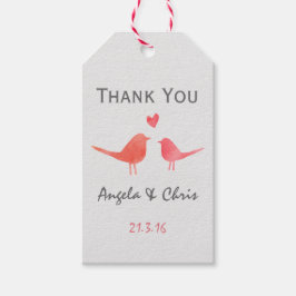 Watercolor Love birds Bröllop Presentetikett