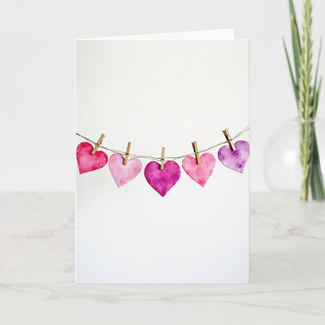 Watercolor Love Hearts Card Kort (Framsida)