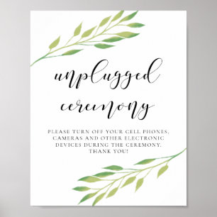 Watercolor lövs Opluggad ceremoni bröllop Poster