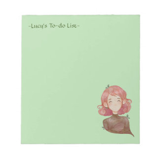 Watercolor Lövs & Träd Girl Character Anteckningsblock