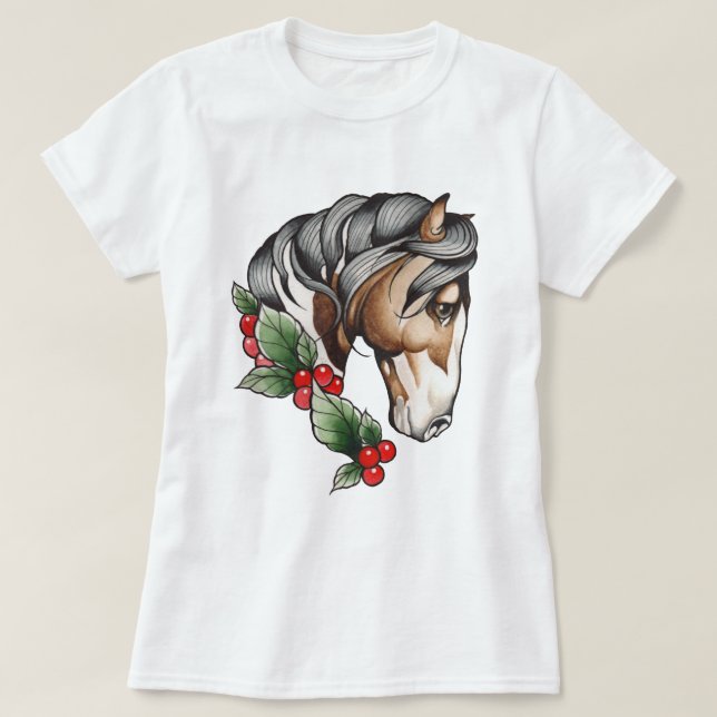 Watercolor Loyal Horse T Shirt (Design framsida)