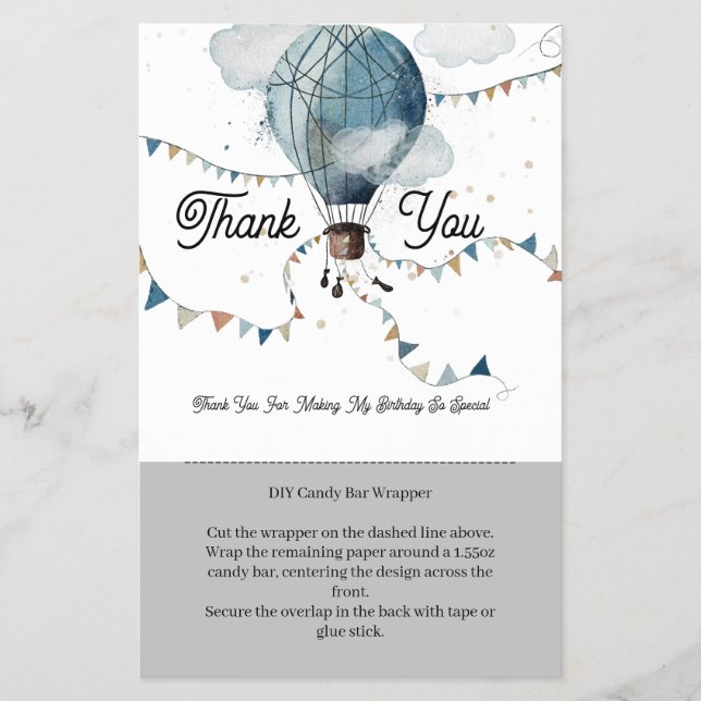 Watercolor Luftballong / Candy Pub Wrapper Flygblad (Framsidan)