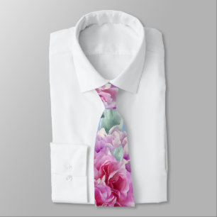 Watercolor Lush Rosa Peonies & Grönt Teal Löv   Slips