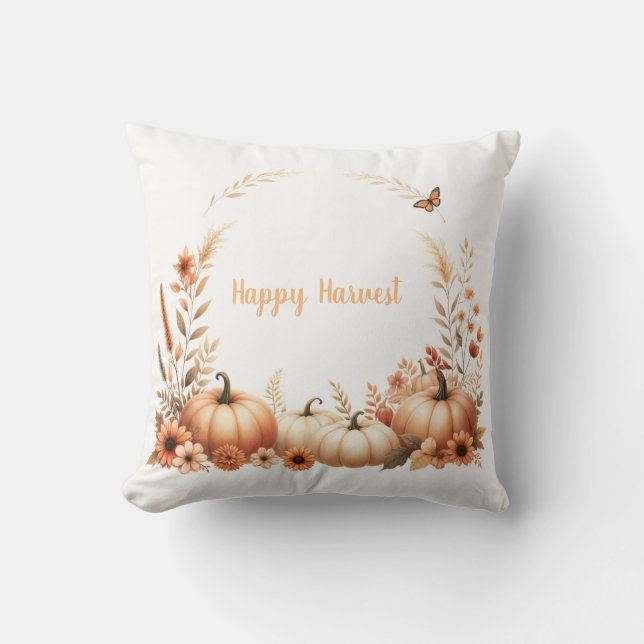 Watercolor Lycklig Harvest Kudde (Framsida)