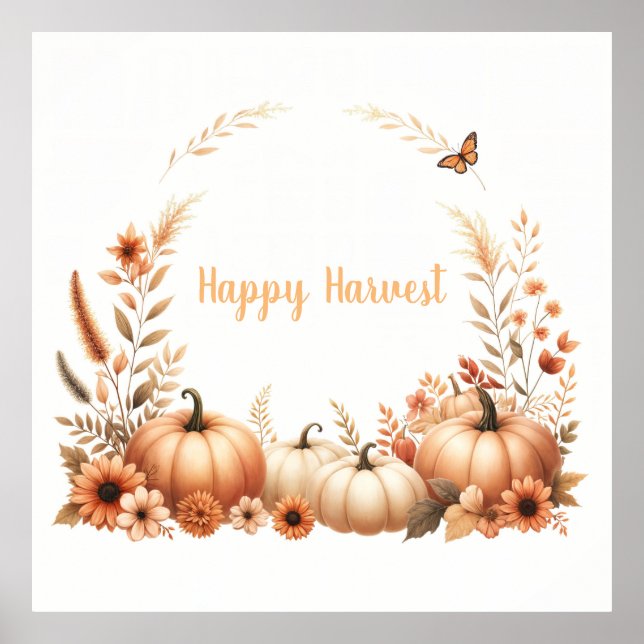 Watercolor Lycklig Harvest Poster (Framsidan)