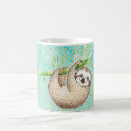 Watercolor Lycklig Sloth Kaffemugg