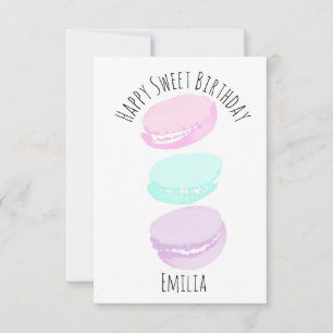 Watercolor Macaron Pastel Cute Birthday Party Kort