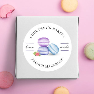 Watercolor Macarons Dessert Bakery Homemade Runt Klistermärke