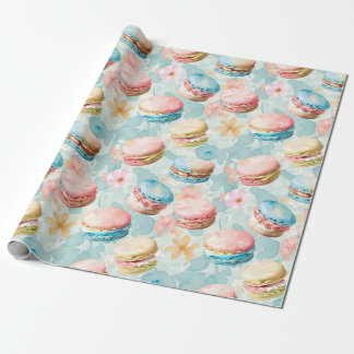 Watercolor Macarons Mönster Wrapping Papper Presentpapper