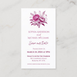 Watercolor Magenta Peony-Bröllop-Save the Date-- Visitkort