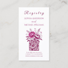 Watercolor Magenta Peony-Registry-Honeymoon Visitkort